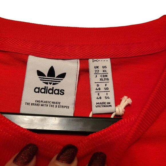 Adidas Womens Top Red  XL Oversized Logo Plus Size NEW - Picture 3 of 6